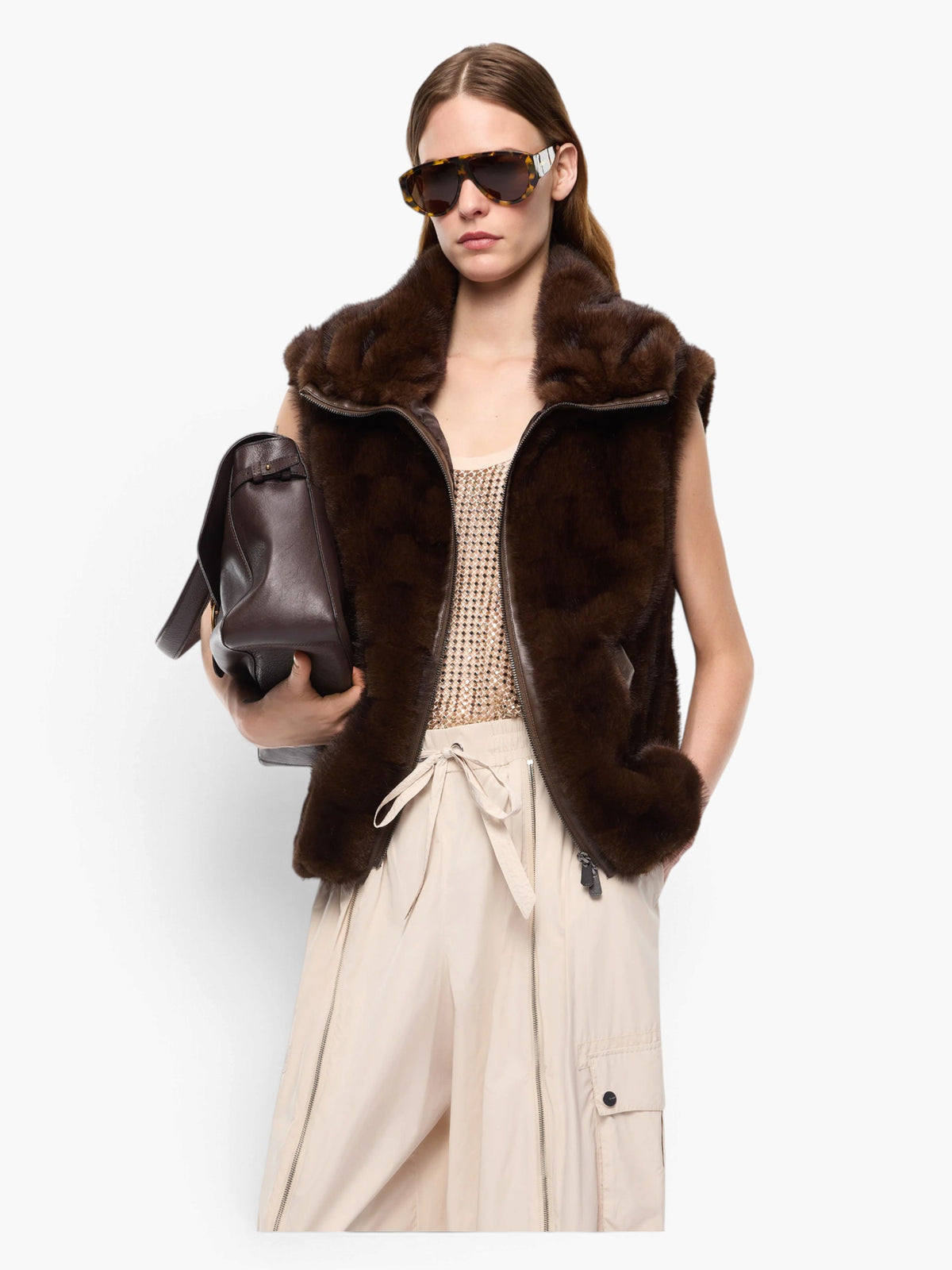PINKO Bodywarmer fake fur - Beige
