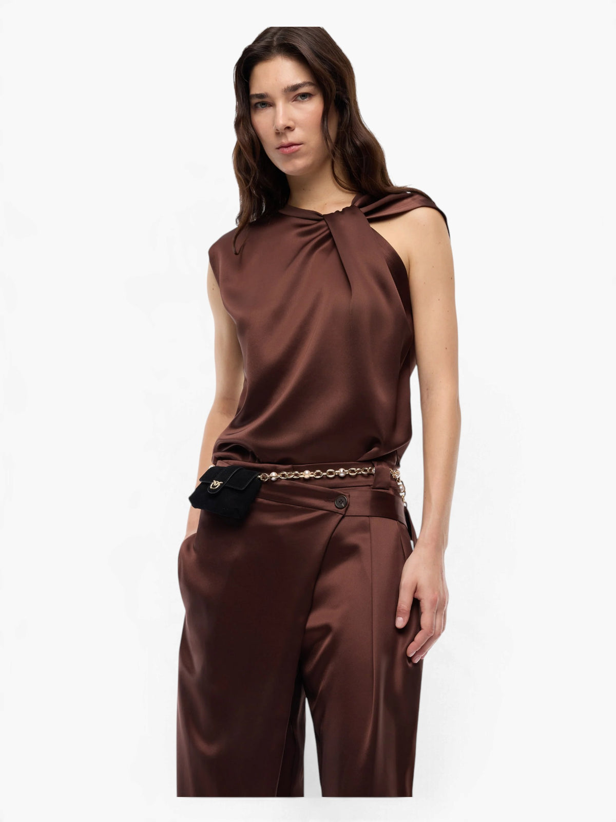 PINKO Top  - Donkerbruin