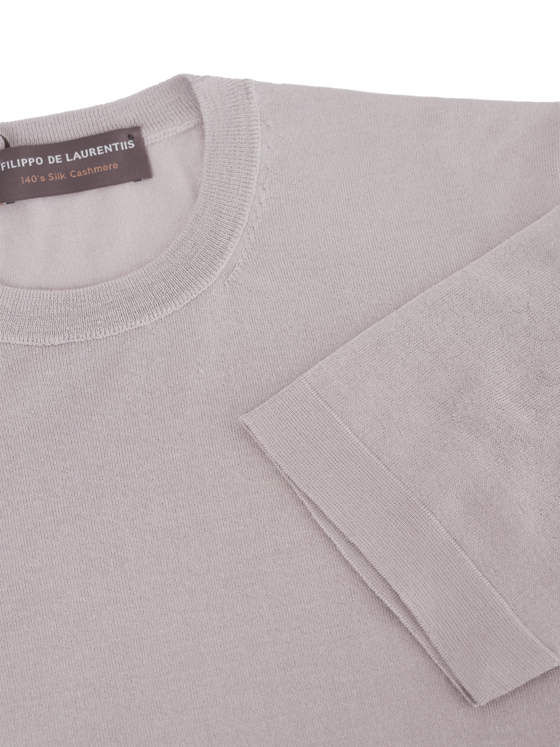 140's Silk Cashmere T-Shirt - Licht Taupe