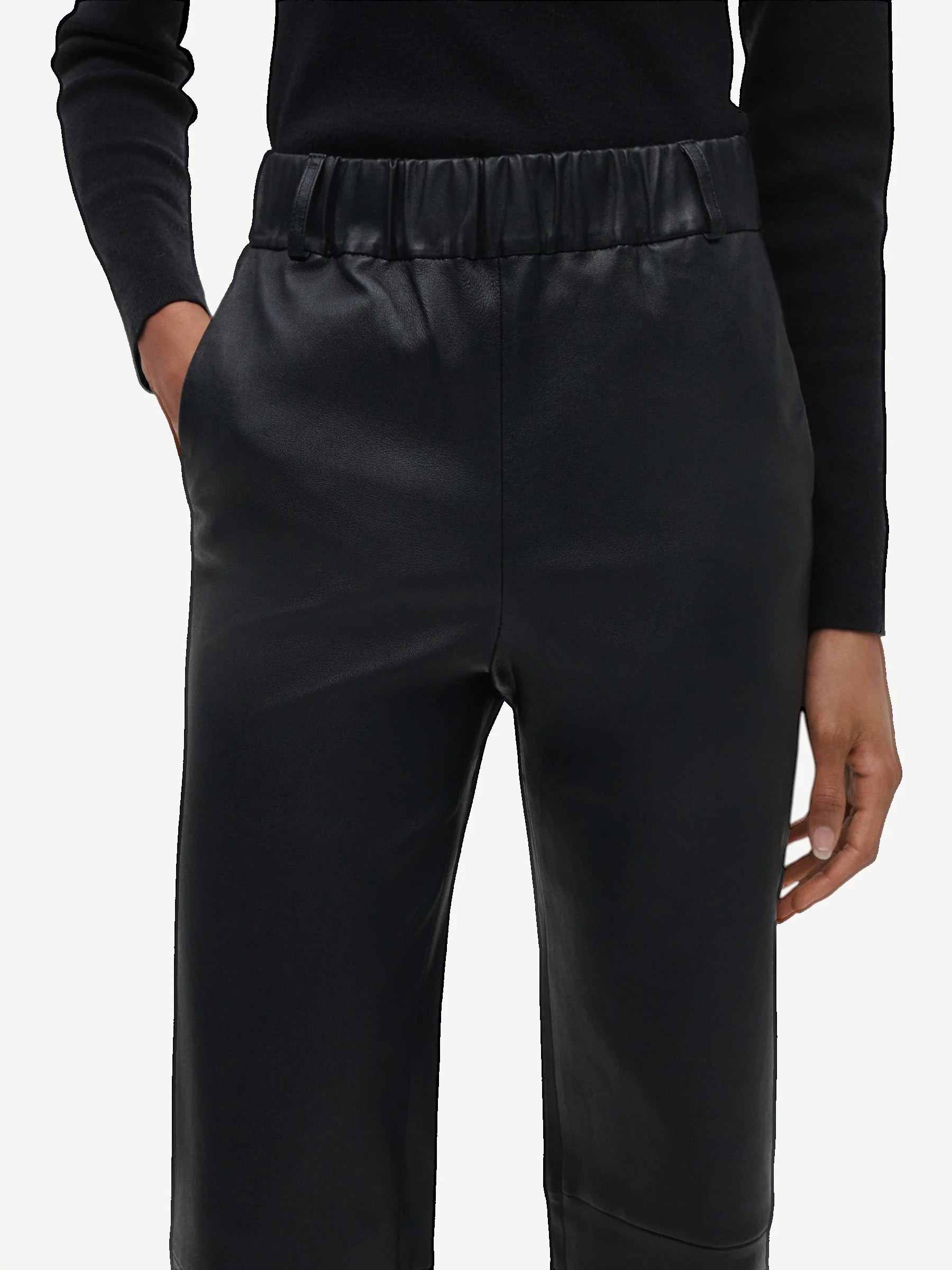Ailis Stretch Leather Pants - Zwart
