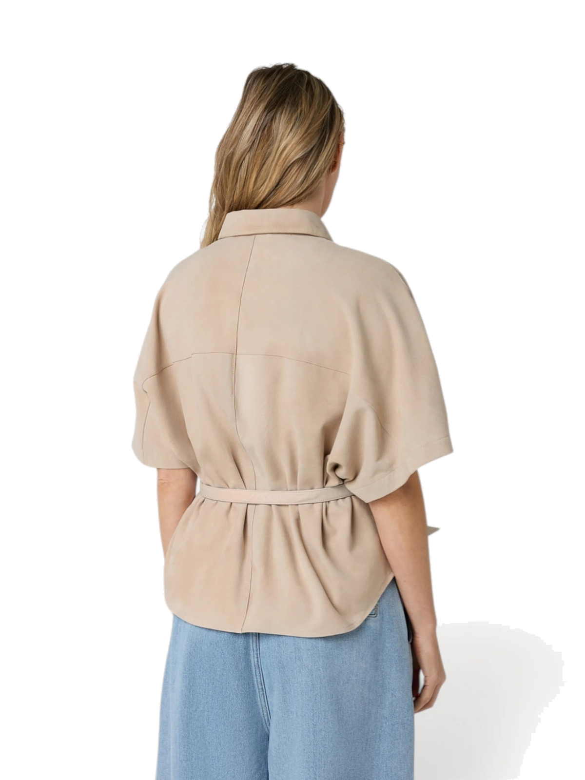 Blaire Suede Blouse - Ostra Beige