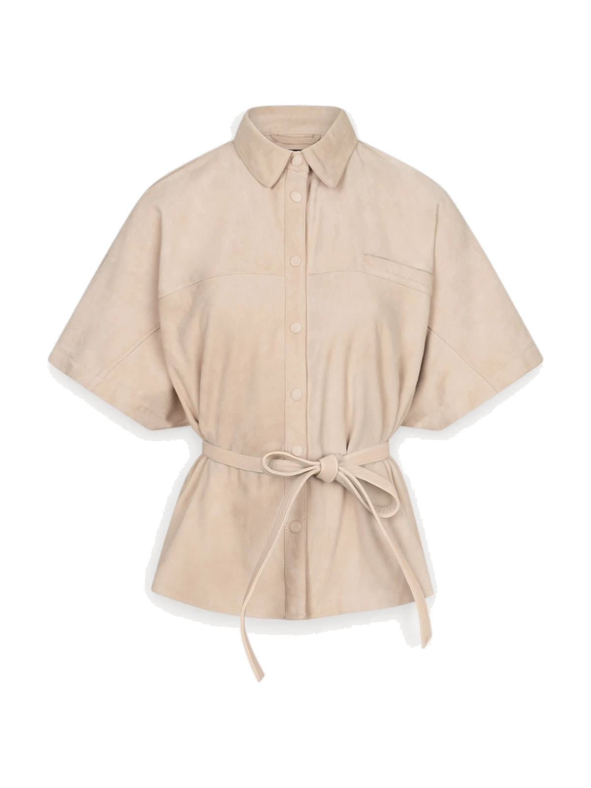 Blaire Suede Blouse - Ostra Beige