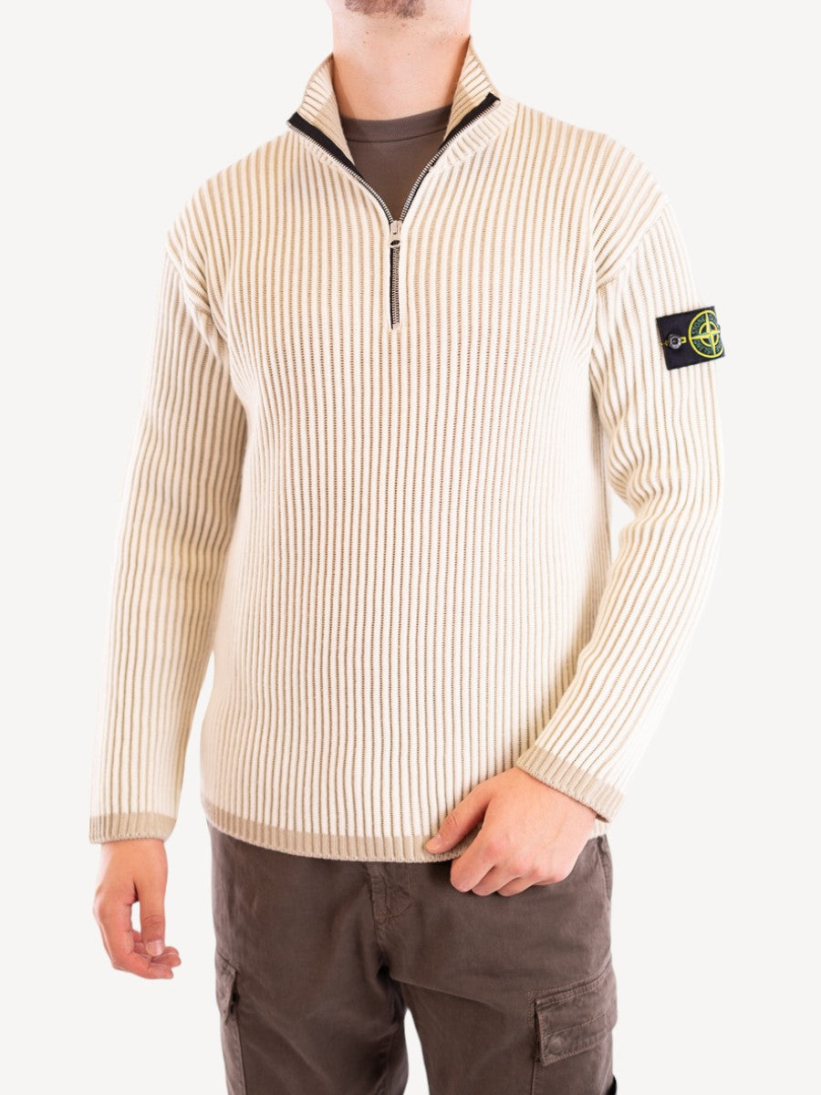 Half Zip Sweater 516C1 - Natural White