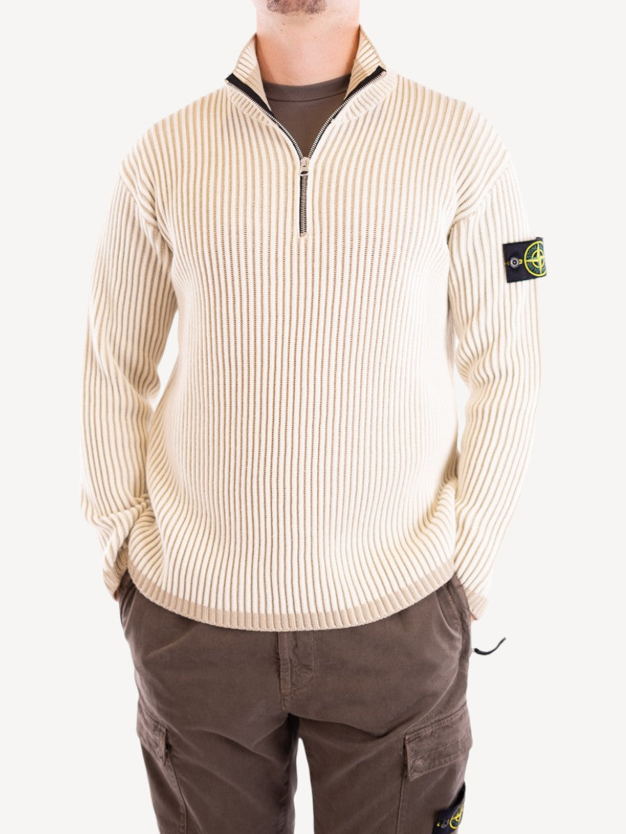 Half Zip Sweater 516C1 - Natural White