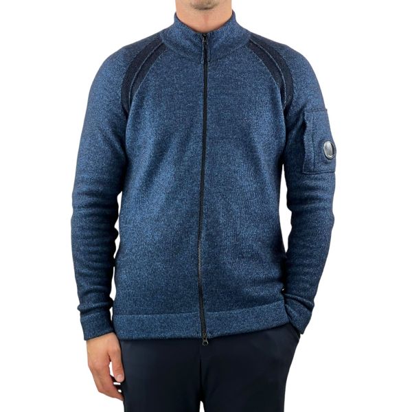 C.P. Company Fleece Knit Zip Cardigan - Blue