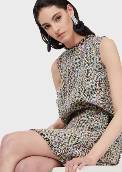 Emporio Armani Multicolored Tweed Dress In Tube Style