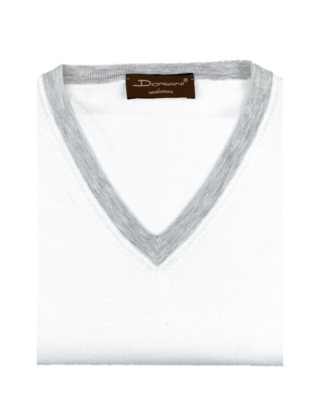 Doriani V-Neck Knitted T-Shirt - White