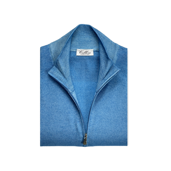 Cellini Half Zip Pullover - Light Blue