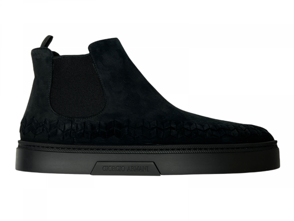 Giorgio Armani Buffed Nappa Leather Beatle Boots - Black