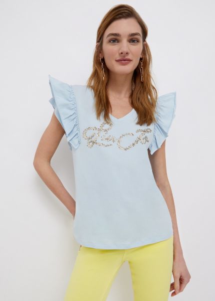 Liu Jo Eco Friendly T Shirt With Ruffles - Light Blue