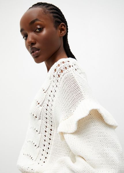 Liu Jo Cotton Crochet Sweater - White