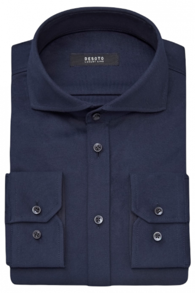 Desoto Luxury Jersey Cotton Stretch Shirt - Navy