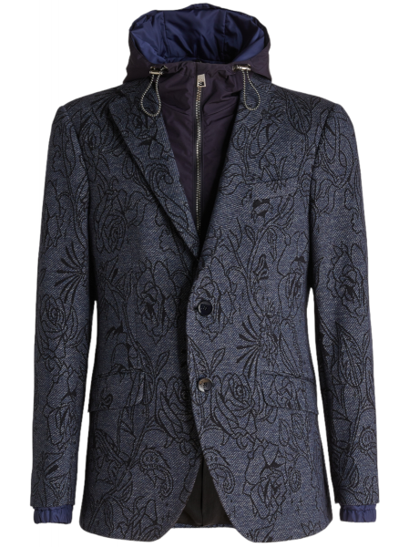 Etro Floral Hooded Jacket - Navy Blue