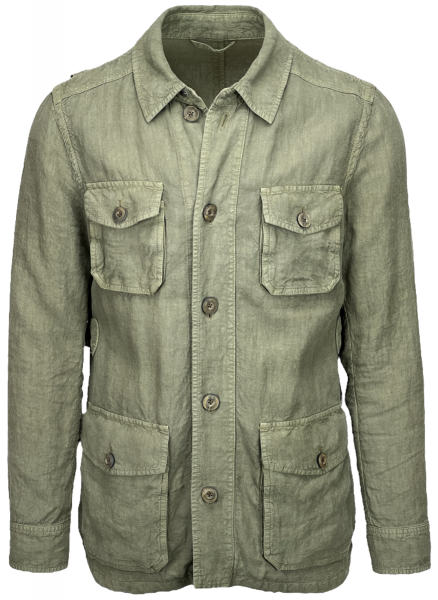 Lardini Linen Safari Jacket - Army Green