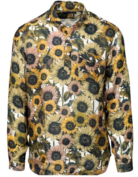 Lardini Sunflower Print Shirt - Black
