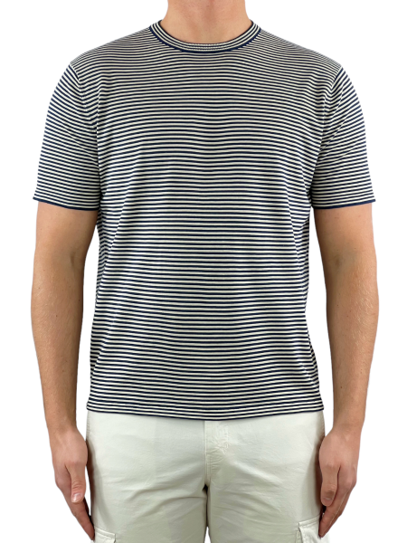 Aspesi Knitted T-Shirt - Navy/Beige