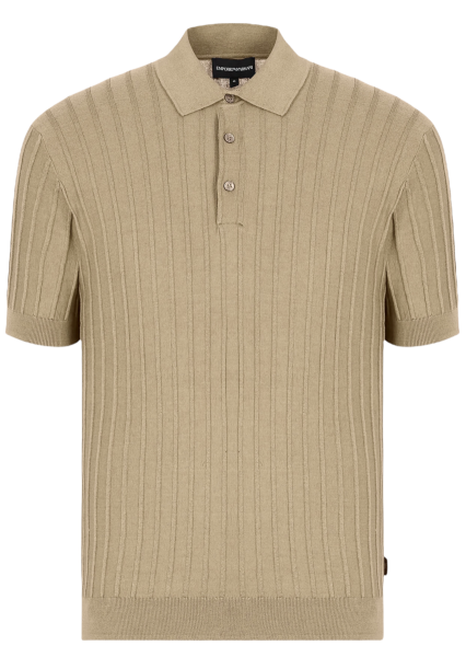 Emporio Armani Patterned Knit Polo - Beige