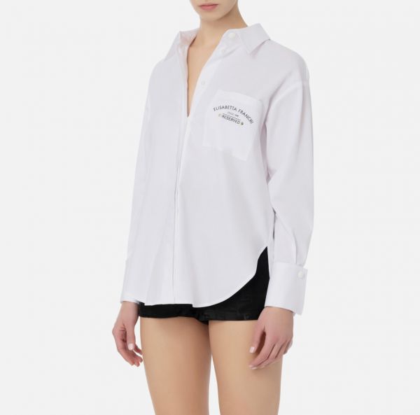 Elisabetta Franchi Flared Cotton Poplin Shirt - White