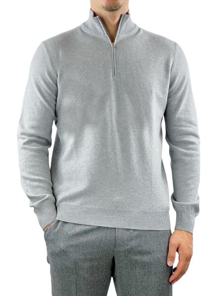 Cellini Quarter Zip Pullover - Light Grey