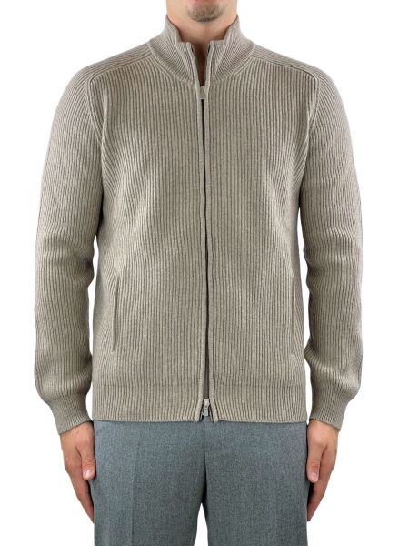Cellini Ribbed Cardigan - Taupe