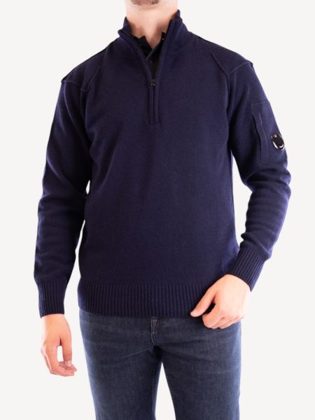 C.P. Company Lambswool Half Zip - Navy Blue