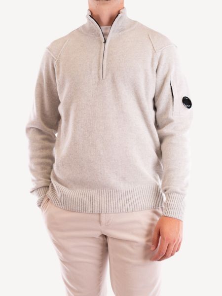 C.P. Company Lambswool Half Zip - Off White