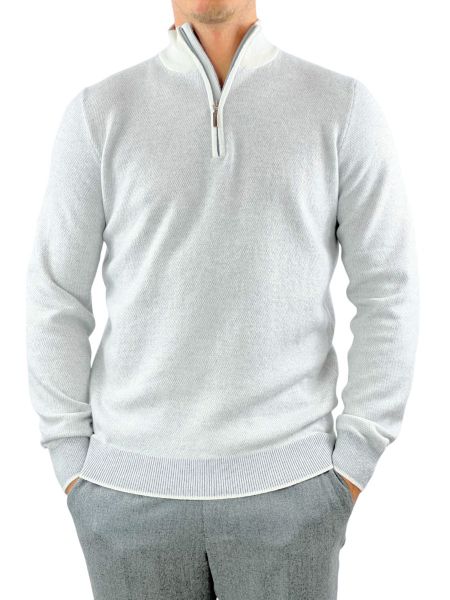 Doriani Cashmere Halfzip Pullover - Light Grey