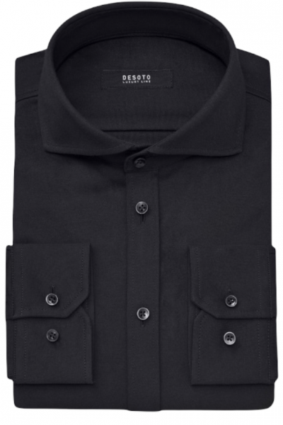 Desoto Luxury Jersey Cotton Stretch Shirt - Black