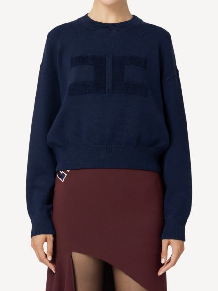 Elisabetta Franchi Knitted Sweater - Navy