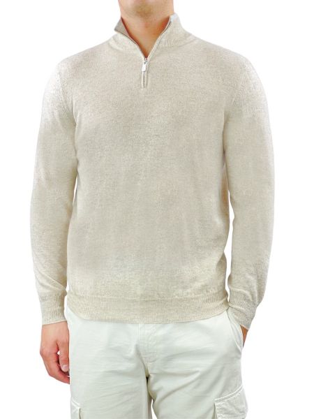Fedeli Cashmere Half-Zip Sweater - Beige
