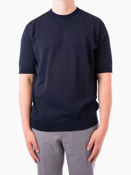 Filippo de Laurentiis Crepe Katoen T-Shirt - Donkerblauw