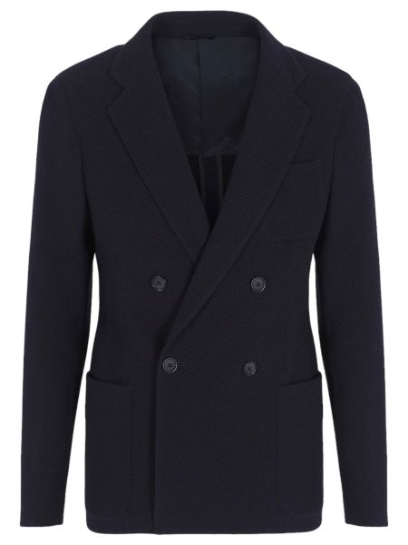 Giorgio Armani Upton Line Virgin-Wool Mesh Jacket - Evening Blue