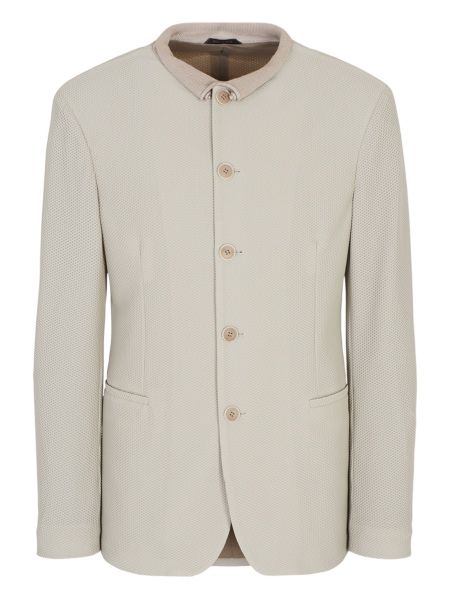 Giorgio Armani Single Breasted Jacket In Waffle Fabric - Dove