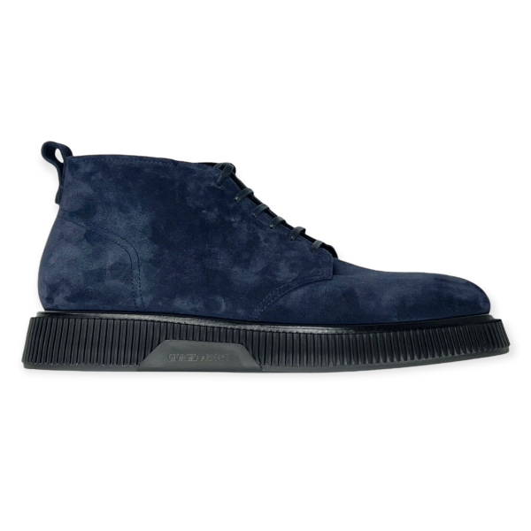 Giorgio Armani Suede Lace-Up Ankle Boots - Midnight Blue