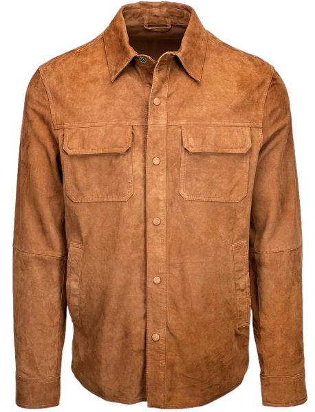 Pal Zileri Goat Leather Overshirt - Cognac
