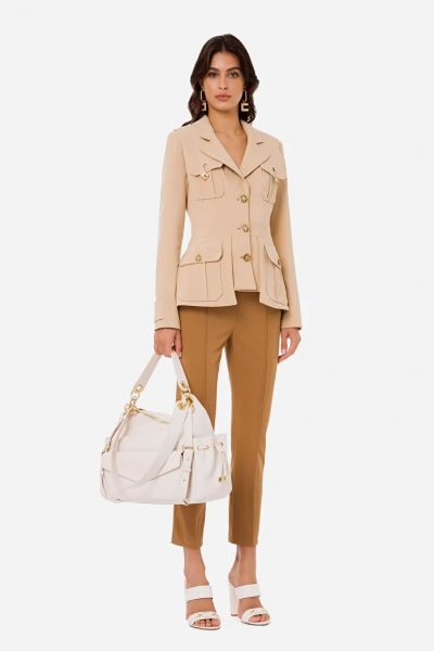 Elisabetta Franchi Waisted Jacket With Pockets And Charms