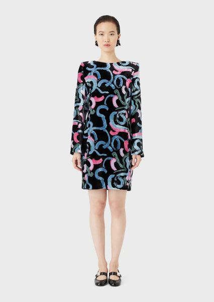 Emporio Armani Printed Velvet Dress