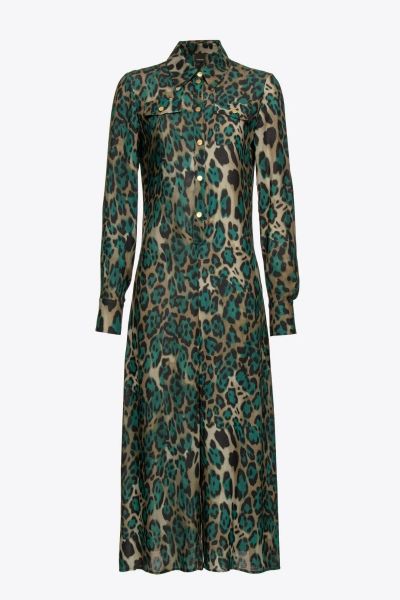 Pinko Long Shirt Dress With Dotted Camouflage Motif