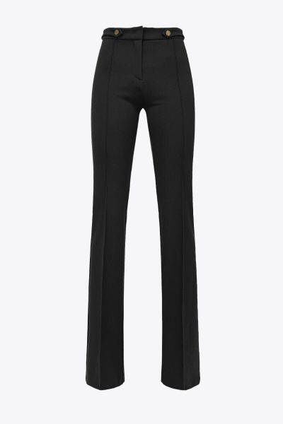 Pinko Flared Trousers With Buttons - Black