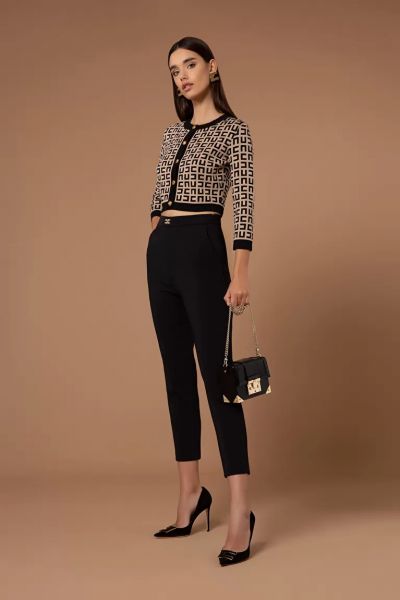 Elisabetta Franchi Trousers In Double Layer Stretch Crepe - Black