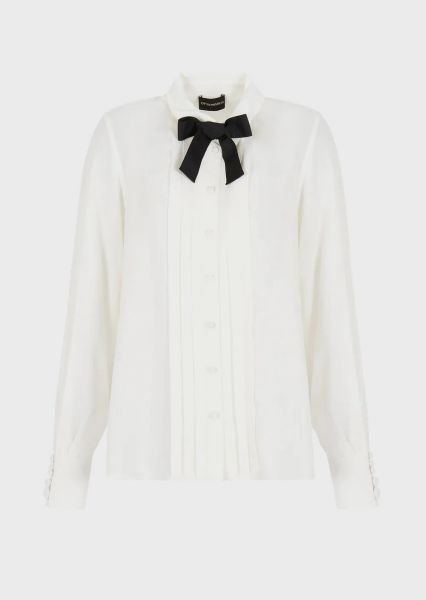 Emporio Armani Crepe Shirt With Pleads & Bow