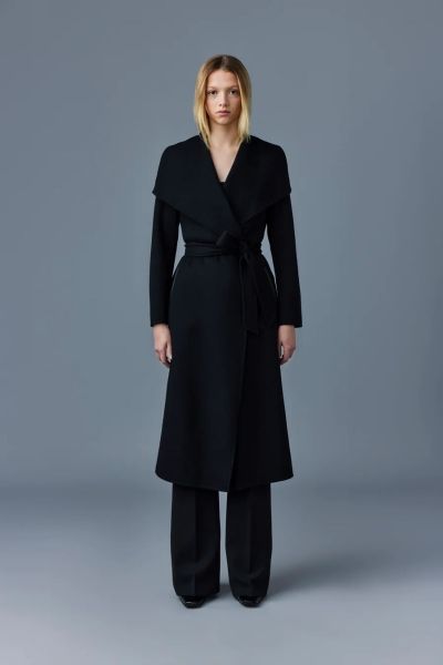Mackage Mai-CN Double Face Wool Wrap Coat - Black