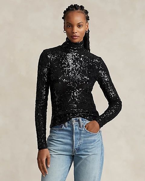 Polo Ralph Lauren Sequined Jersey Roll Neck - Polo Black
