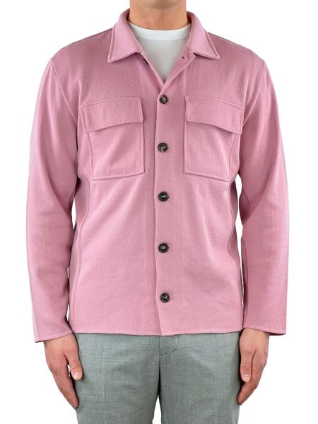Lardini Cotton Crepe Knit Overshirt - Pink