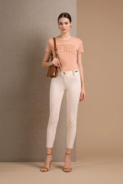 Elisabetta Franchi Five Pocket Skinny Trousers - Cream