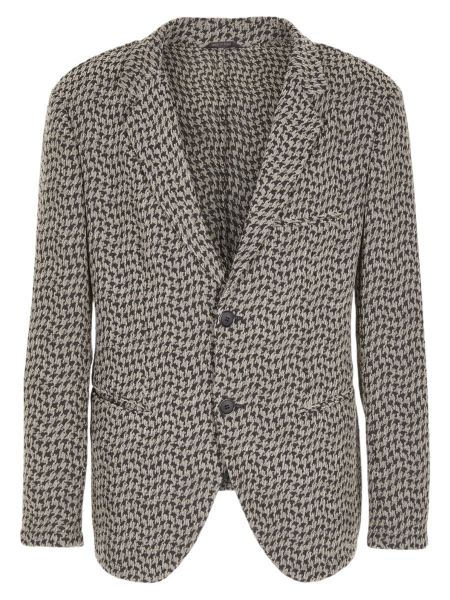 Giorgio Armani Jacket in Houndstooth Fabric - Taupe