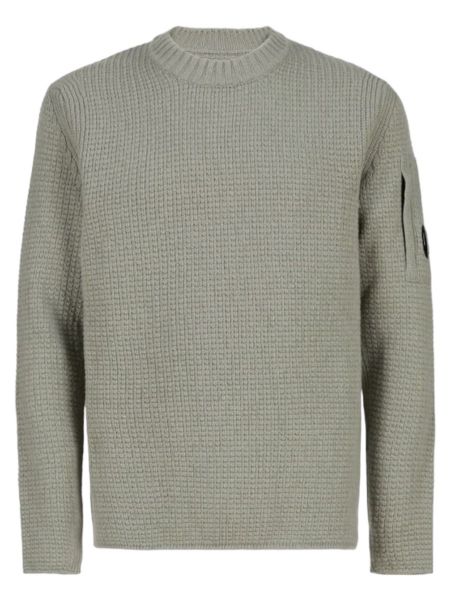 C.P. Company Lambswool Crew Neck Knitted Sweater - Silver Sage
