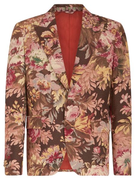 Etro Floral Foliage Jacquard Jacket with Flowers - Brown