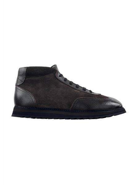 Doucal's High Top Leather Sneaker - Brown