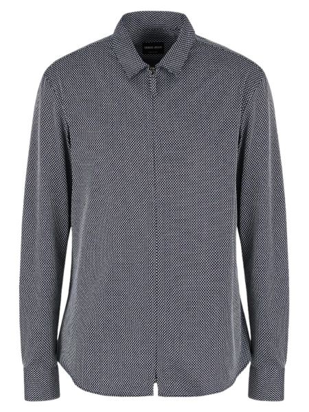 Giorgio Armani Zipped Shirt - Dark Blue/White